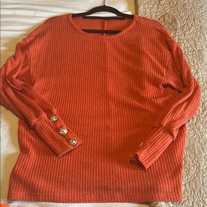 Women's Ribbed Reddish orange Sweater